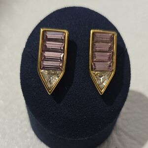 Vintage Monet Rhineston Goldtone  Earrings